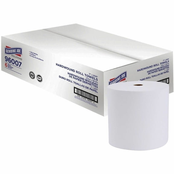 Genuine Joe Solutions, GJO96007, 1-ply Hardwound Towels, 6 / Carton, White