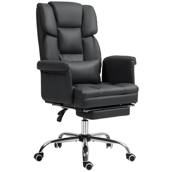 HOMCOM Executive Office Chair with Footrest and Lumbar Support, Black