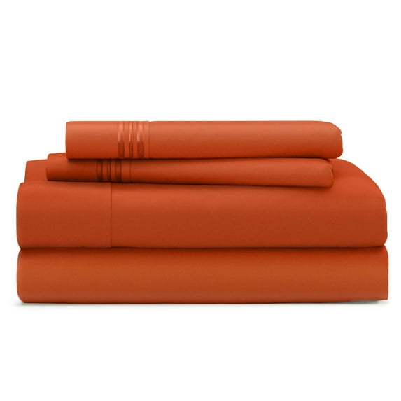 Cosy House Collection Everyday 1500 Series Bed Sheets - Master Bedroom Essentials - Luxury Hotel Ultra Soft Bedding - Stain & Wrinkle Resistant - Easy & Comfy Fit - 5 Piece (Split King, Burnt Orange)