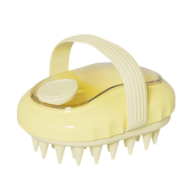 Scalp Massager Shampoo Brush with Silicone Bristles for Deep Oil Removal and Gentle Exfoliation Wet Dry Use Yellow