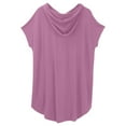 thumbnail image 4 of Breezora Trendy Women's Oversized Hooded Tshirt Casual Loose Fit Cotton Blend Top With Kangaroo Pocket For Street Style And Weekend Outings XL Size Purple, 4 of 7