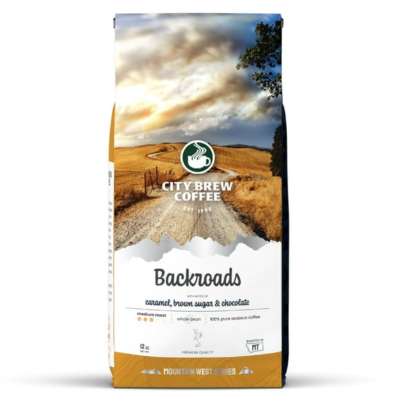 City Brew Backroads Blend Medium Roast Whole Bean Coffee, 12 oz