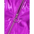 thumbnail image 2 of Yruioon Kids Girls Boys Jazz Dance Disco Costume Zip Up Metallic Bomber Jacket Coat Tops Outerwear Purple 16, 2 of 8