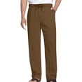 thumbnail image 3 of Horkkom Mens Linen Pants Elastic Waist Solid Color Pants Summer Breathable Casual Pants with Pockets Drawstring S, 3 of 7