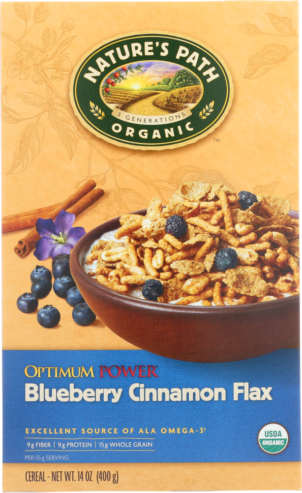 Organic Optimum Power Cereal Blueberry Cinnamon Flax, 14 oz, 1 Pack