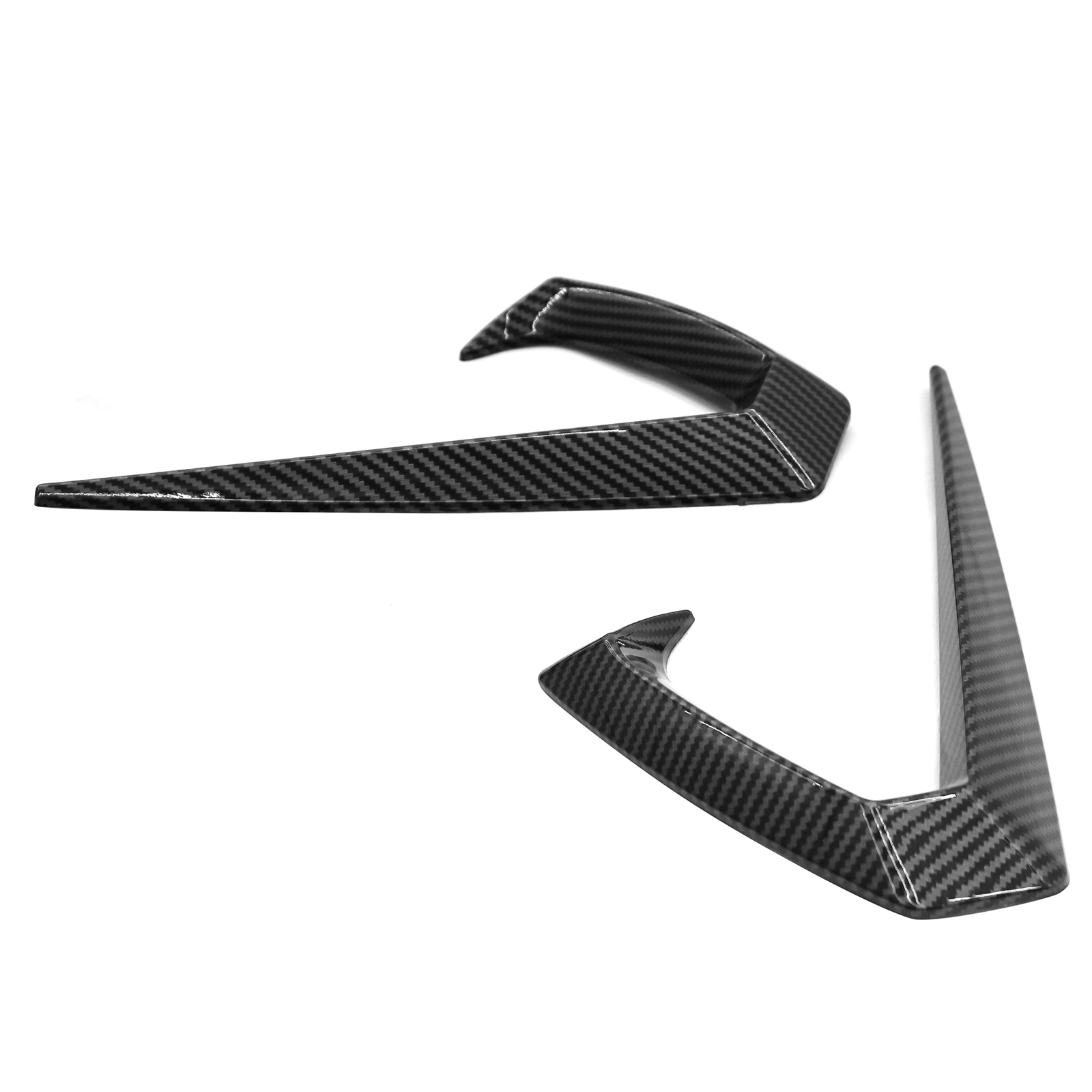 Ikon Motorsports Side Fender Trim Compatible with 2025-2026 Tesla Model Y Juniper, IKON Style Vent Molding Cover ABS Plastic Air Flow Intake Decor 2PC Carbon Fiber Print Garnish Spoiler Fin