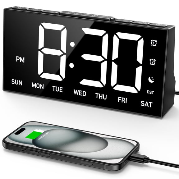 VictSing Digital Alarm Clock for Bedroom, 4-Level Brightness with Off, Dual Custom Alarms, USB Port, Snooze, DST, 12/24H, Desk Clock for Kids Adults Elderly