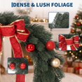thumbnail image 4 of Pre-Lit Artificial Pine Christmas Wreath for Front Door - LED Lights - Red Bow & Red/Gold Ball Ornaments - Indoor/Outdoor Holiday Mantel Wall Decor, 4 of 7