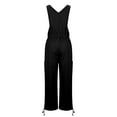 thumbnail image 5 of Gallus Button Pockets High Waisted Straight Leg Pants, Solid Color Binding Detail Work Trousers Slacks, Business Casual Office Pants for Women, Professional Style Gifts | CSEONE,Black XL, 5 of 8