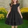 thumbnail image 2 of Delliss Girls' Summer Crew Neck Flutter Sleeve Tiered Flounce Hem Swing A Line Dress 5-13 Years, 2 of 9