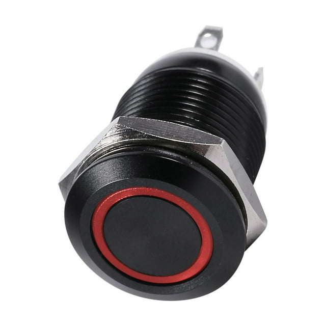 Interruptor De Botón Momentáneo De Luz LED De 12mm, Caja Negra 2A Para Coche