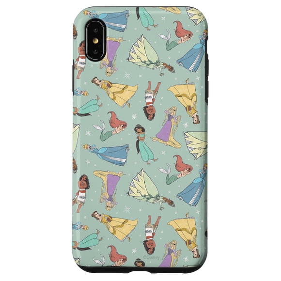 Funda para teléfono iPhone Xs Max con estampado mágico de princesas de Disney, color verde espuma de