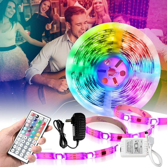 Led Strip Lights,16.4ft Led Light Strip Color Changing 3528 RGB Led Strip with IR Remote Waterproof Rope Light Strips
