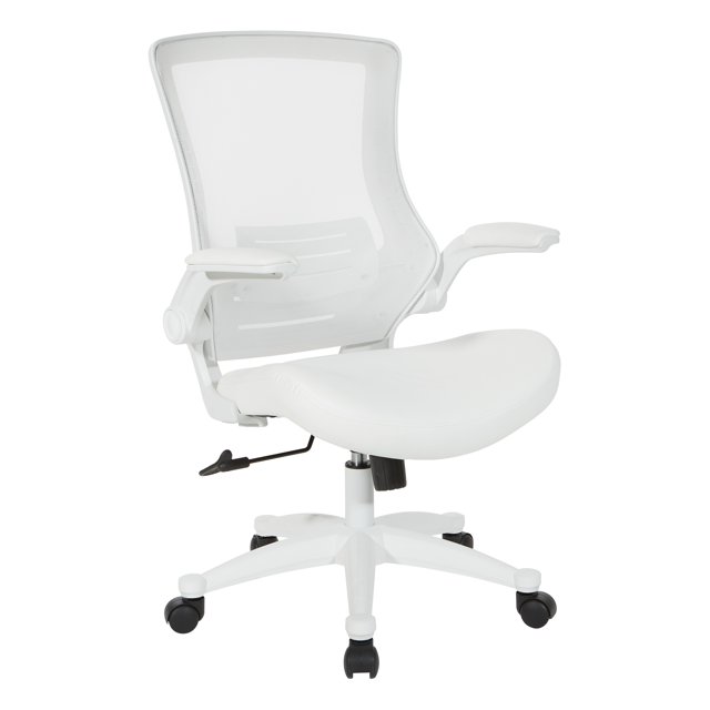 Office Star Screen Back Manager's Chair, White Faux Leather