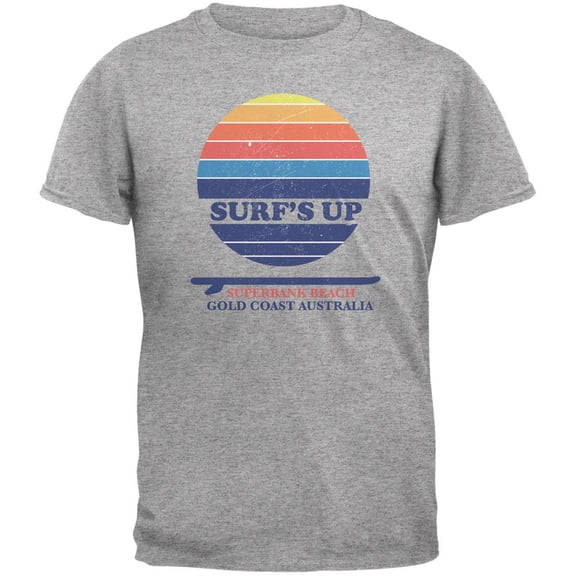 Surf's Up Superbank Beach Heather Grey Adult T-Shirt - Medium