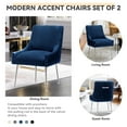 thumbnail image 4 of SEYNAR Modern Pleated Velvet Dining Chairs Set of 2, Tufted Upholstered Side Accent Kitchen Chair with Silver Legs for Living Room(Navy), 4 of 8