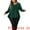 Dark Green, variant on Women's Plus Notched Neck Long Sleeve Front Pleated Blouse 2X Dark Green