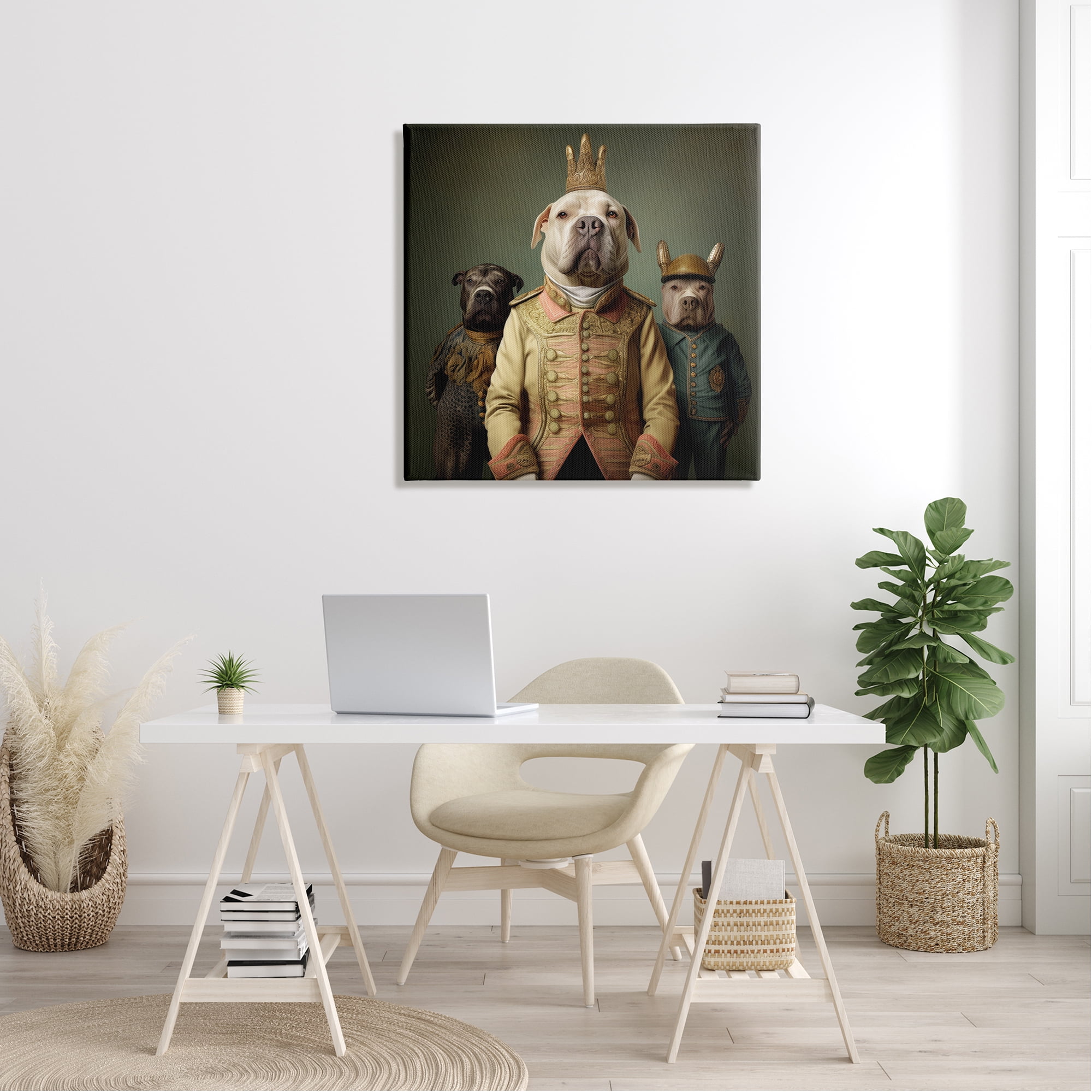 Stupell Industries Dogs Wearing Regal Clothes Animals & Insects Painting Gallery Wrapped Canvas Art Print Wall Art, 30 x 30