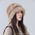 thumbnail image 1 of Gorro de invierno para mujer, de piel sintética suave y esponjosa, de pescador, de ala ancha, cálido para niña, 1 of 4