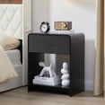 thumbnail image 5 of Wirrytor Nightstand with Charging Station for Bedroom with 1 Drawer and Shelf, Wood Wide Bedside Table with Storage for Home Office, End Table for Living Room,Black, 5 of 9