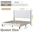 thumbnail image 3 of Frostbloom Queen Size Velvet Platform Bed Frame with Vertical Channel Tufted Wingback Headboard, White, 3 of 7