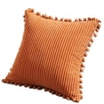thumbnail image 1 of Paquete de 2 fundas de almohada decorativas lumbares con pompones, juego de fundas de cojín rectangulares sólidas de pana suave para sofá, dormitorio, coche, sala de estar Xemadio CZJJ-ZC16-17, 1 of 8