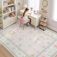 thumbnail image 2 of Fnova 5x7/8x10/9x12 Boho Oushak Area Rug, Colorful Washable Non-Slip Indoor Carpet Oriental Floral, Oeko-Tex Certified, Light Pink, 2 of 15