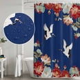 thumbnail image 4 of Blue Crane Shower Curtain Set - Long 72" x 84" Washable Bathtub Curtain with 12 Hooks, Vintage Red Teal Spring Floral Botanical Waterproof Fabric Stall Shower Curtains for Bathroom/Bathtub Décor, 4 of 6