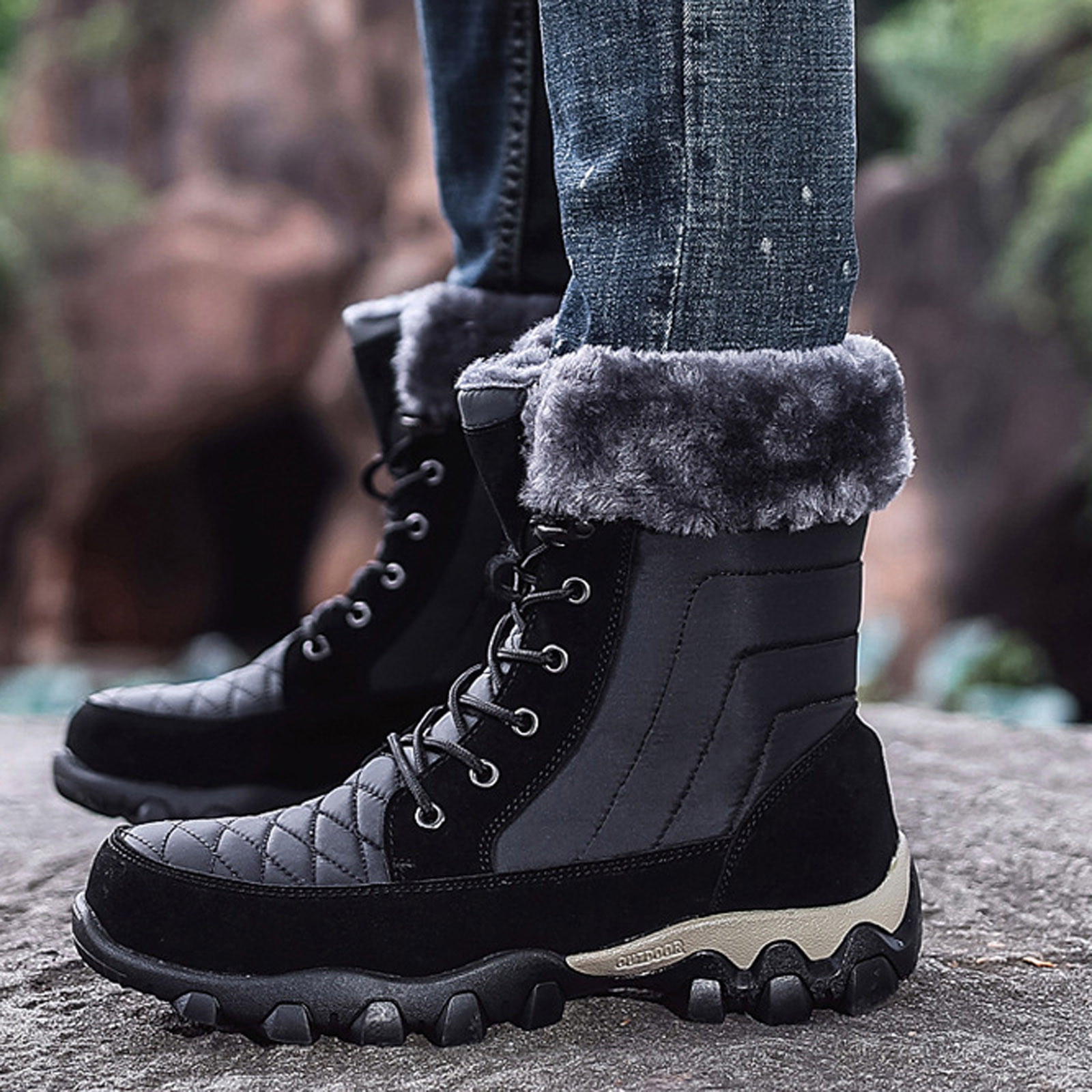 Winter Snow Boots for Women Warm Fur Lined Ankle Boots Comfortable Suede  Lace Up Booties Cute Flat Shoes - Walmart.com