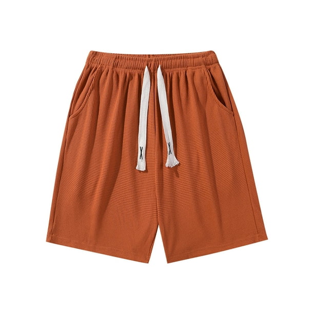 pstuiky Pantalones cortos para hombre, Pantalones cortos de ejercicio para hombre, de color liso, informales, holgados, con cintura elástica y bolsillos Pantalones cortos para correr para hombre