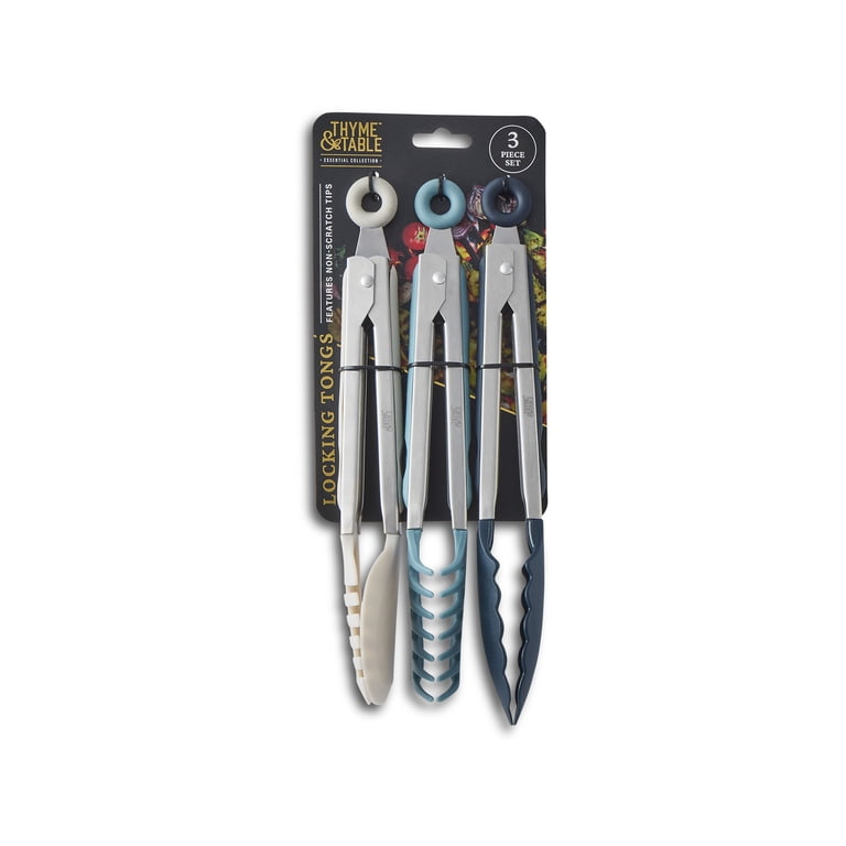 Thyme & Table Heat Resistant Silicone Locking Tongs, 3-Pack photo 2