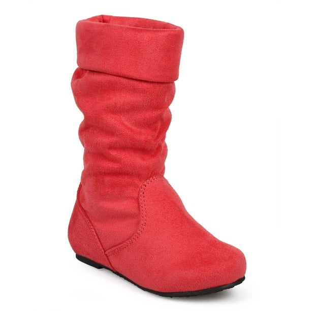 red flat slouch boots
