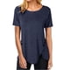 thumbnail image 4 of Pntutb Mujeres Plus Tamaño Botón Sólido Cuello Redondo Manga Corta Irregular Camiseta Blusa tops Pntutb Pntutb-1500, 4 of 6