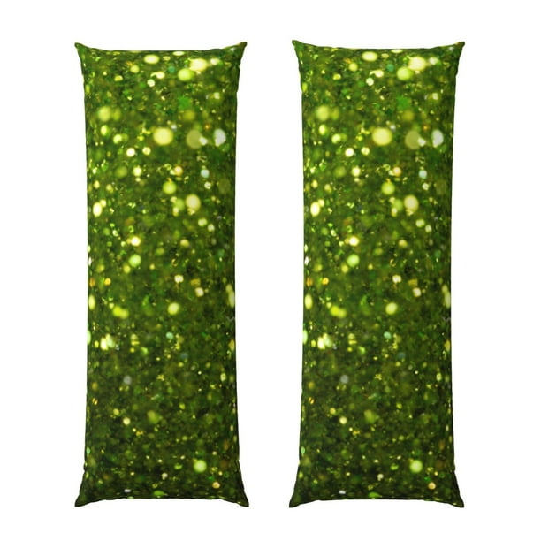 Balery Green Glitter Sparkle Funda Protectora para Almohada Corporal de Algodón Hipoalergénico con Cierre(55 x 21 pulgadas), Almohadas No Incluidas