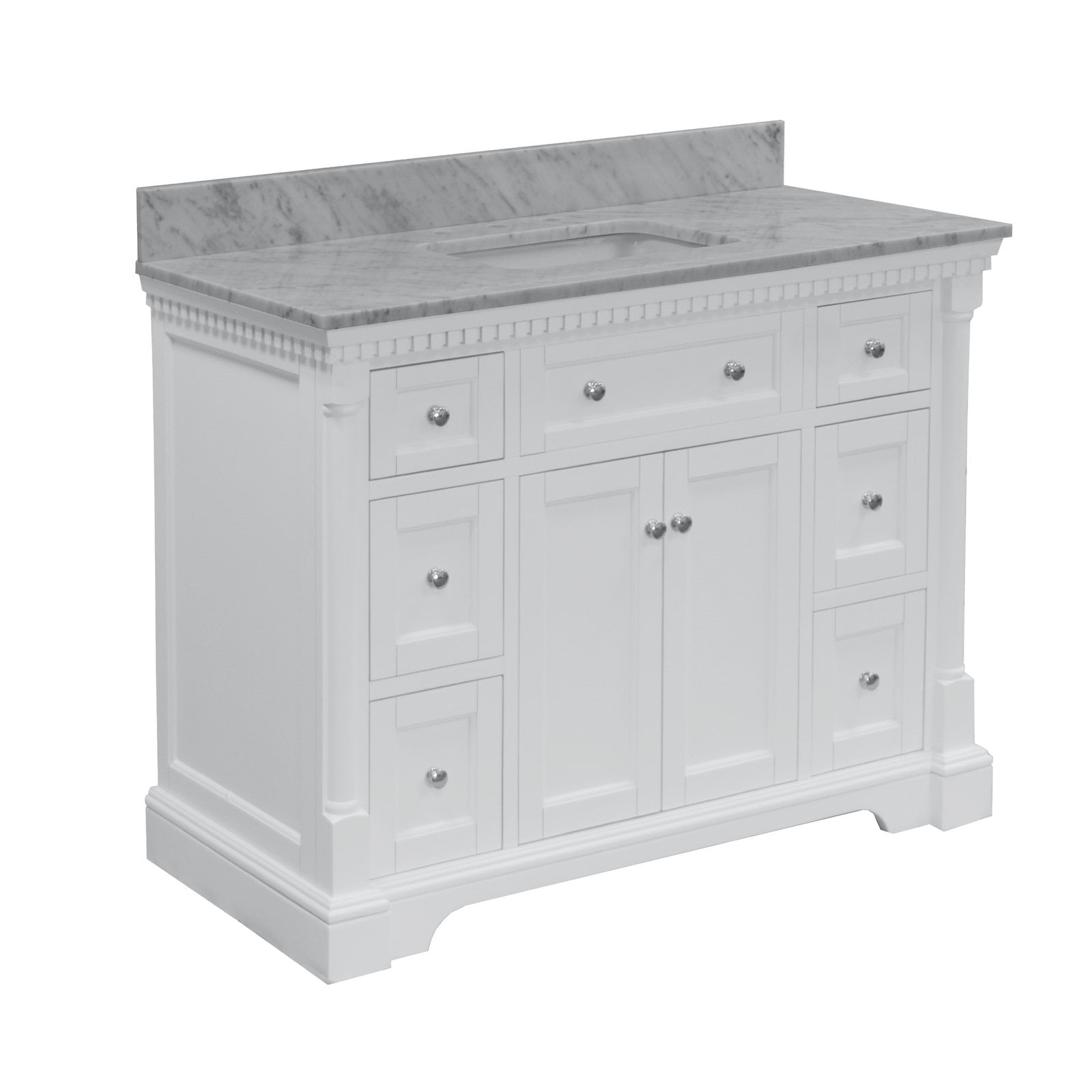 White Cabinet Carrara Marble Top, White 48 Vanity