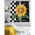 thumbnail image 3 of Sunflower Sheer Curtains 63 Inch Length 2 Panels Set Window Treatments, Yellow Flowers Black White Plaid Watercolor Rod Pocket Semi Curtains for Living Room/Bedroom/Kitchen Décor, 104"W x 63"L, 3 of 7