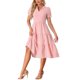thumbnail image 2 of Vestido de cuadros para mujer INSPIRE CHIC con volantes, escote en V, decoración de botones, vestido midi fluido, color rosa, talla L, 2 of 6