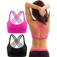 thumbnail image 1 of KAIYANG Sujetador deportivo acolchado para mujer, paquete de 2, con espalda cruzada, con tirantes, sin costuras, cómodo, para yoga, talla M, 1 of 5