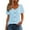 Blue, variant on Womens Short Sleeve Crew Neck Shirts Summer Ribbed Knitted Tops Front Button Decor Blouse Casual Plus Size Loose Fit Solid Color Shirt Pullover Blouse Shirts Blue S