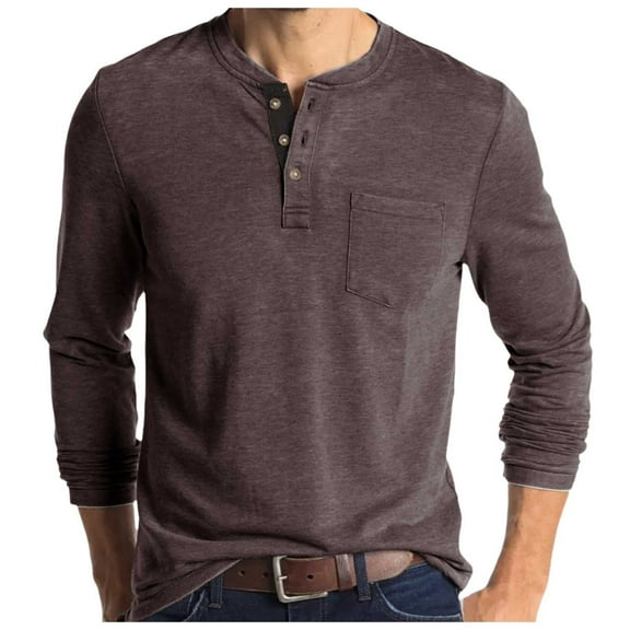 Men Autumn Solid Color Button Up Long Sleeve Round Neck T Shirt Men's Base Shirt Collar Top Short Sleeve Scrub Jackets