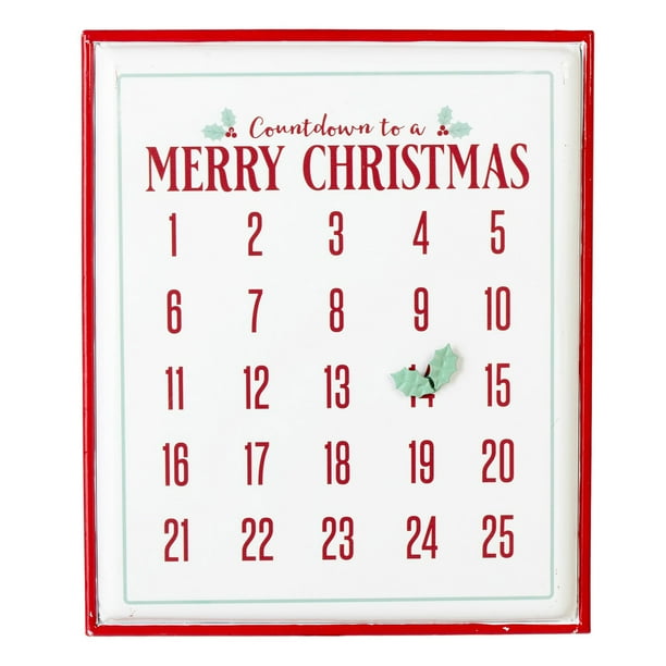 Red "Merry Christmas" Christmas Countdown 15 inch Metal