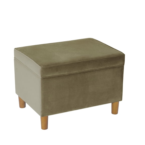 Fero Storage Ottoman, 24in Rectangular Hinged Lid, Sage Green Velvet