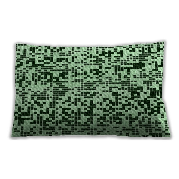 Ahgly Company Patterned Indoor Rectangular Dark Forest Green Lumbar Throw Pillow, 13 inch by 19 inch