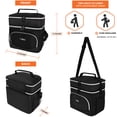thumbnail image 3 of OPUX Insulated Dual Compartment Lunch Box Men Women | Leakproof Double Deck Lunch Bag Work Office |  Soft Cooler Tote Shoulder Strap Adult | Reusable Thermal Lunch Pail Kit 12 Cans, Black, 3 of 7