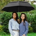 thumbnail image 3 of The Little Giant Vented Large 58 Inch Automatic Open Folding Golf Umbrella, Portable Strong Fiberglass Ribs Travel Umbrella, Oversize Folding Umbrella with Wooden Handle for Men & Women, Black, 3 of 6
