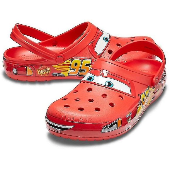 UNISEX Crocs Classic Clogs Lightning McQueen Bil Hål Skor Tofflor 100% Ny-Perfekt white
