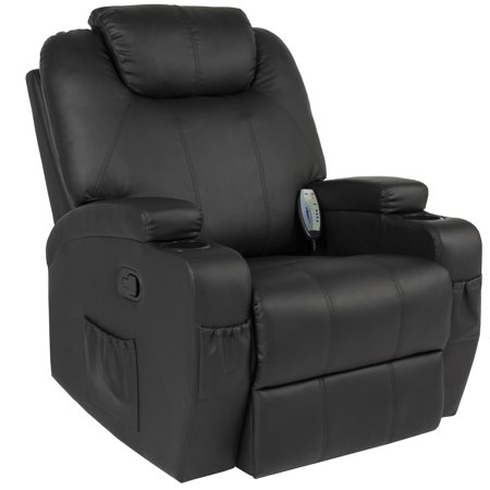 Best Choice Products Faux Leather Executive Swivel Electric Massage Recliner Chair with Remote Control, 5 Heat & Vibration Modes, 2 Cup Holders, 4 Pockets, (Best American Made Recliners)