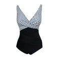 thumbnail image 5 of Push Up One Piece Swimsuit for Women with Tummy Control, Retro Ruched Ruffles, Slimming Vintage Padded Swimwear, 5 of 5