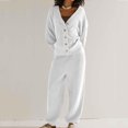 thumbnail image 4 of ShomPort Women's 2 Piece Outfits Sweater Sets Oversized Knit Cardigan and High Waisted Baggy Pants Loose Lounge Sets (White), 4 of 8