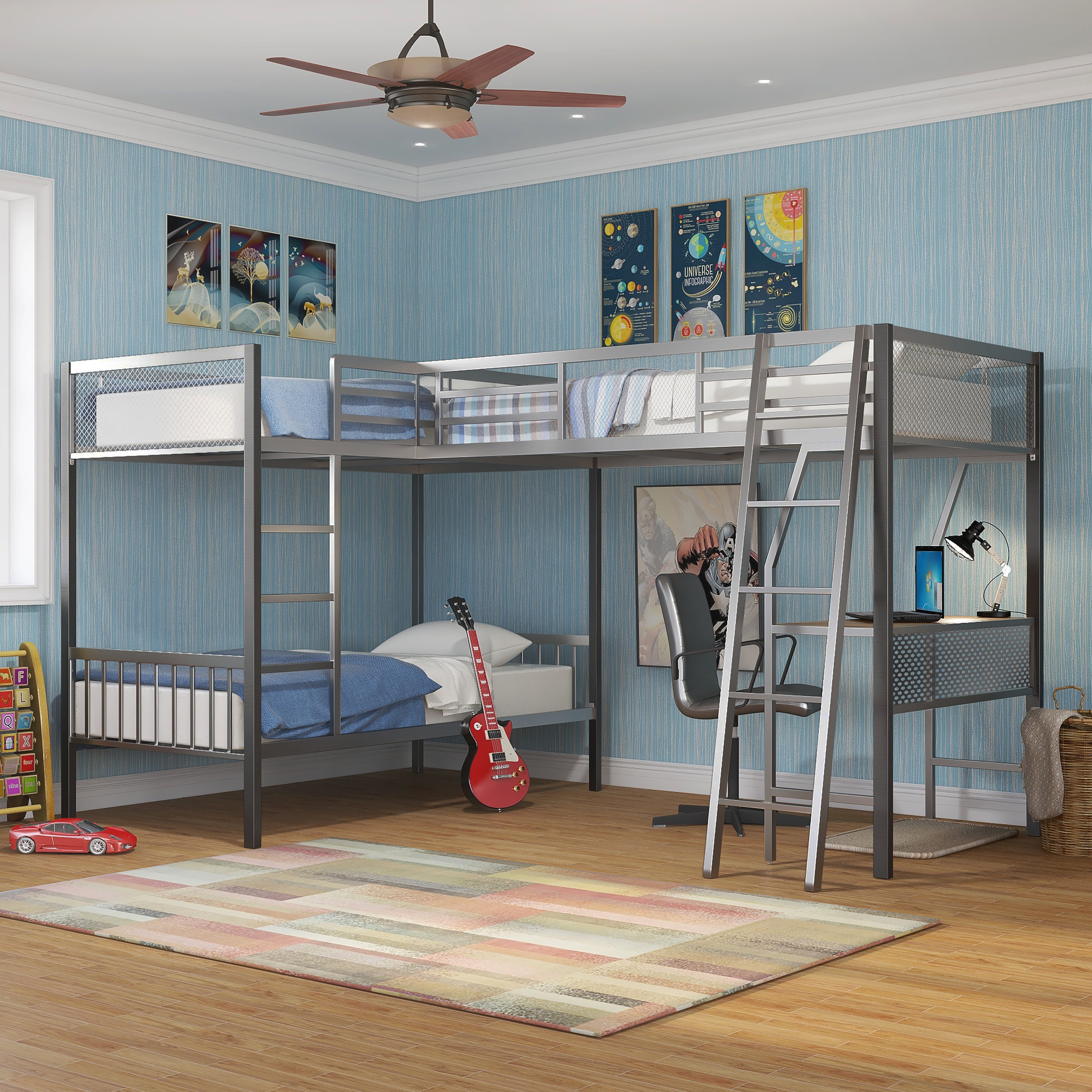 bunk bed set with desk